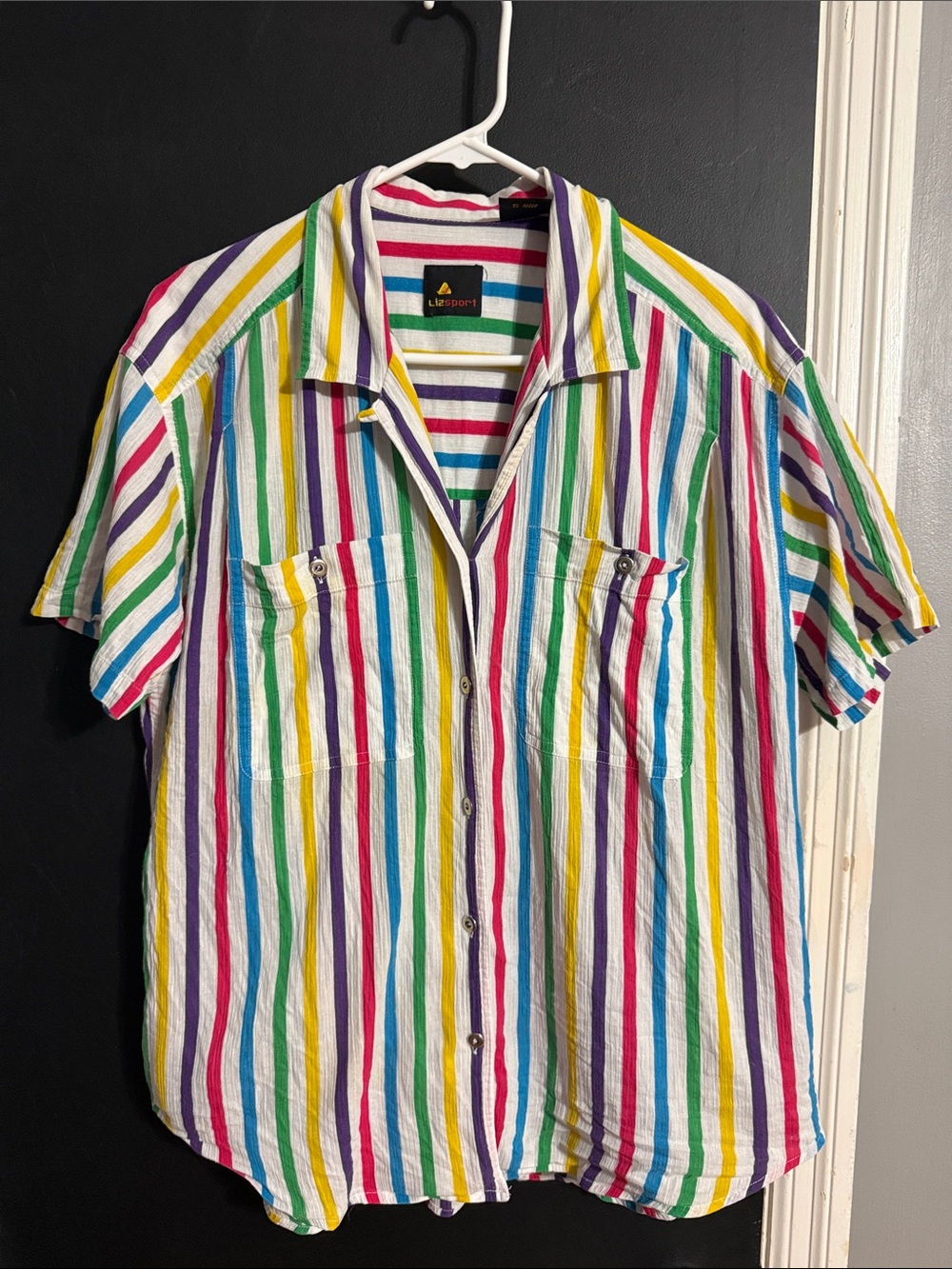 Liz Sport 90s Vintage Striped Button Down Top Size: M